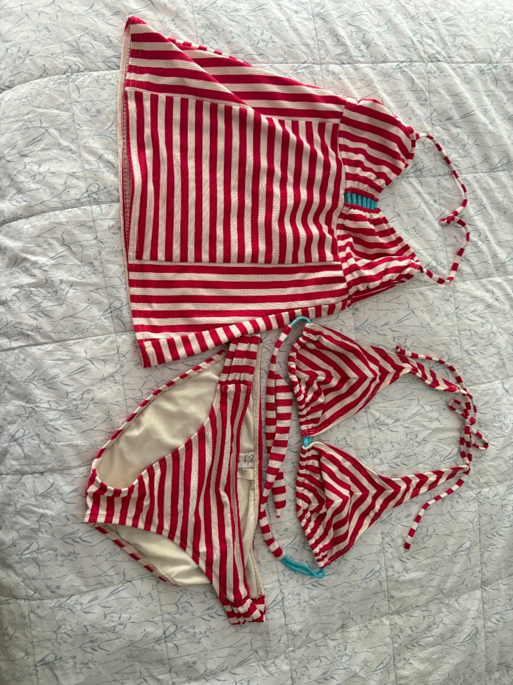 Hobie 3 Piece Bikini Set Red/White Stripes